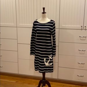 J Crew Navy White Cotton Nautical Dress